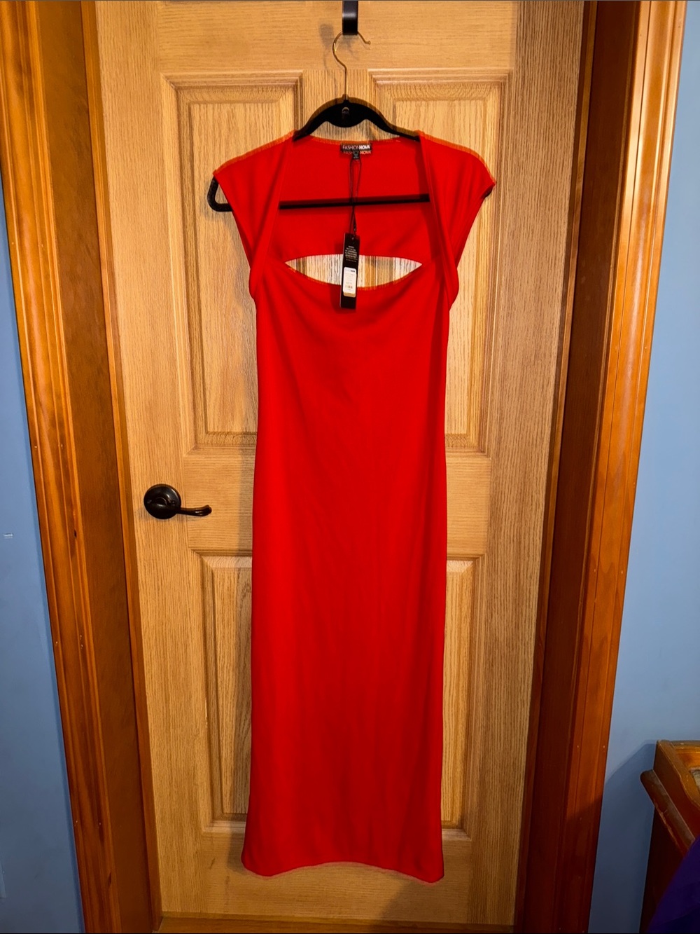 Fashion Nova Red Cutout Maxi Dress